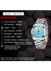 New PAGANI Design 36mm Snowflake Pointer Men Mechanical Wristwatch Luxury Sapphire Glass NH35 Movement Automatic Men's Watch