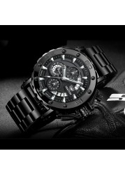 NEKTOM Men's Watches Quartz Watch Waterproof Watches Steel Strap Wristwatch Watches for Men Military Watch Clock Sports Watches