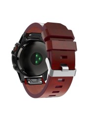 جديد جلد طبيعي حزام الساعات 26 مللي متر حزام ل Garmin Fenix 5X 5X زائد 6X 6X برو 7X برو حزام استبدال سوار قابل للتعديل معصمه