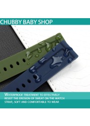 22mm 24mm 26mm Army Green Black Orange Blue Red White Rubber Silicone Whatchband Watch Band for Panerai Strap Belt Buckle