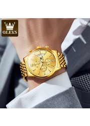 Olevs Men's Quartz Wrist Watch Calendar Display Waterproof Chronograph Men's Watches Male Luxury Bracelet Homm Gift for Man