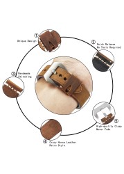 Men's Genuine Leather Watch Band Strap 22mm 24mm Vintage Cowhide Watch Strap High Quality Bracelet Watch Accessories