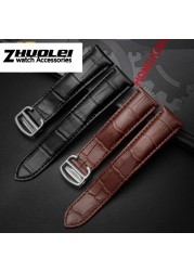 Genuine leather watch strap, high quality, black, brown, with folding tank buckle, 16 17 18 20 22 23 24 25 mm straps