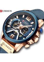 CURREN Casual Sport Watch Blue Watch Men Luxury Military Leather Wrist Watch Man Watch Fashion Chronograph Relogio Masculino