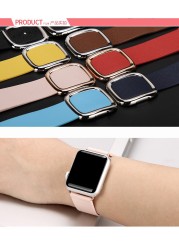 Modern Buckle Strap for Apple Watch Band 45mm 41mmmm 44mm/40m 42mm/38mm Korea Leather Bracelet iwatch Series 5 4 3 6 SE 7 Strap