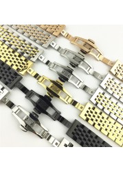 Stainless Steel Band Strap 12 14 16 18 24 22mm 20mm Solid Polished Metal Watch Link Watchband Men Women Bracelet Wrist Strap