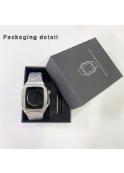 Luxury Modified Kit Bezel Strap Case for Apple Watch Series 7 45mm 6 5 4 SE 44mm Mod Kit Stainless Steel Band for iWatch