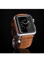 Genuine leather strap for apple watch band 44mm 40mm 38mm 42mm retro strap korea bracelet iwatch series 6 se 5 4 3 7 45mm 41mm