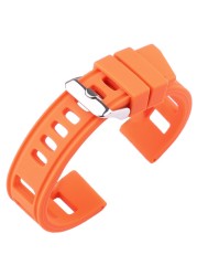 Rubber Watchbands Bracelet 20mm 22mm Orange Blue Black Women Men Waterproof Soft Silicone Watch Band Strap with Polished Buckle