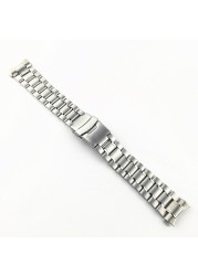 Stainless Steel Watch Band 18mm 20mm 22mm 24mm Strap Wristband Curved End Watch Strap Double Lock Buckle Replacement Wrist Strap