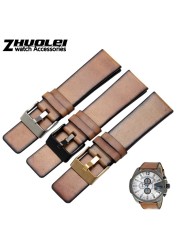 Genuine Quality Retro Genuine Leather Watchband Men For DZ4343 DZ4323 DZ7406 Watch Strap Vintage Italian Leather 22mm 24mm 26mm