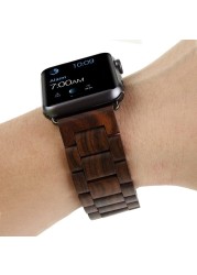 Wooden Watch Strap For Apple Watch Series 6 5 SE 4 3 Band 44mm 38mm 42mm Bracelet Iwatch 5 40mm Strap Wristband Band Accessories