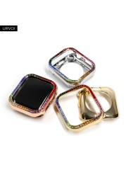 URVOI Full Glitter Rhinestone Case for Apple Watch series 6 5 4 SE Sturdy Metal Frame with Crystal Cover for iWatch Protection