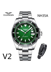 Guanqin Automatic Mechanical Watch NH35A Men's Watch Sapphire Fashion Sport Watch Stainless Steel Waterproof Luminous 2022 New