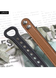 URVOI Strap for Apple Watch Series 7 6 SE 5 4 3 Sport Band Slim Genuine Leather Double Pin Buckle for iWatch Modern Design 40mm