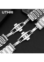 Watchband السيراميك حزام بين الفولاذ المقاوم للصدأ 22 مللي متر 20 مللي متر حزام ساعة اليد حزام لهواوي ساعة ذكية GT2/ساعة 2pro/سامسونج ساعة