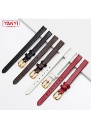 Genuine Leather Watch Bracelet for Women Fashion Watches Wristwatches Small Band 6mm 8mm 10mm 12mm Red White Color Small Strap