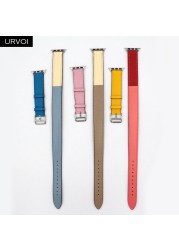 URVOI Double Round Band for Apple Watch Series 7 6 SE 5 4 3 Strap for iwatch Strap High Quality Soft Genuine Leather Loop Wraps