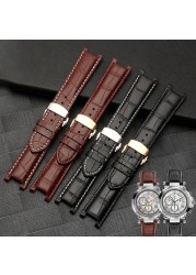 Slub style prong cowhide leather watch strap for GC gu-ess pasha male bracelet 20*11mm 22*13mm prong end watchband butterfly strap