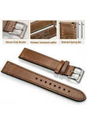 High Quality Horween Chromexcel Leather Straps Natural Brown Line Soft Wrap Handmade Watch Bands 18mm 20mm 22mm