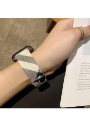 Luxury Leather Women Watch Strap for Apple Watch 7 6 SE 5 4 3 Band 41mm 45 44 40mm 42mm 38mm for iWatch 7 Bracelet Girl Loopband