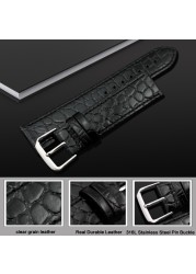 MAIKES Watch Accessories Genuine Leather Watch Strap Crocodile Pattern Wrist Band Soft Watches 12mm-20mm Black Bracelets