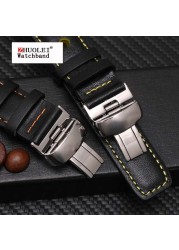 Watchband 20mm Genuine Leather Strap for PRS516 Men's Watches Band with Butterfly Clasp Black Brown Soft Cowhide Leather Strap