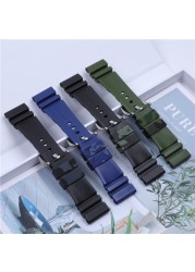 24mm 26mm Camouflage Colorful Silicone Rubber Watch Band Replacement For Panerai Watch Strap Waterproof Watchband Pin Buckle