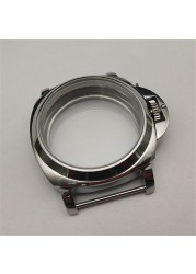 44mm high quality 316L stainless steel watch cases fit ETA 6497/6498 mechanical hand wind movement ETA6497 case ETA6498