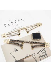 Women Jewelry Bracelet Band for Apple Watch 40mm 44mm 41mm 45mm Creative Diamond Wrist Strap for iwatch Series 7 6 SE 5 4 3