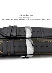 22 مللي متر 23 مللي متر 24 مللي متر منحني نهاية جلد طبيعي Watchband صالح لل تيسو T035617 جلد البقر حزام ساعة اليد فراشة المشبك أساور الرجال