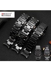 High quality ceramic watchband for AR1451 AR1452 AR1400 AR1410 watch straps with stainless steel butterfly clasp 22mm 24mm