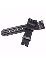 Reef Tiger Rubber Watch Strap, 29 cm, Black, with Tang Buckle for Aurora Clasps and Adapter