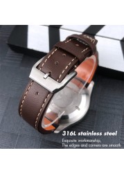 20mm 21mm 22mm High Quality Cowhide Genuine Leather Watchband Suitable for IWC Pilot Mark 18 Soft Brown Watch Strap Tang Clasp