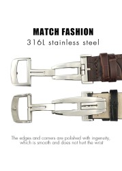 20mm 21mm Cowhide Leather Watchband Fit For Jaeger-LeCoultre Master Watch Strap Soft Black Brown Blue Leather Bracelets Folding Buckle