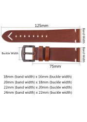 Handmade Leather Watch Strap Yellow Green Oil Wax Cowhide Watchband For Huawei Samsung Smart Watch Strap 18mm 20mm 22mm 24mm