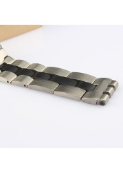 New 20*22mm Solid Stainless Steel Watchband for Swatch Metal Silver Watch Band Strap Men's Wristband Folding Clasp Stock Logo