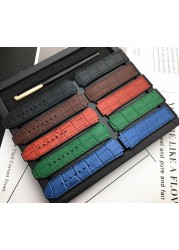 25*17mm Real Cow Leather With Rubber Silicone Watchband Watch Band For Hublot Strap For Big Bang Accessories Belt Buckle Logo On