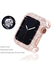 Loose Style 44mm Bling Case For Apple Watch 7 SE 6 5 4 3 40mm Frame Bronze Metal Jewelry Protective Cover 41mm Crystal 45mm