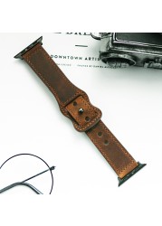 Genuine Leather Korea Strap for Apple Watch 7 Band 45/41mm 44/40mm 42/38mm Bracelet Apple Watch Strap for iWatch 6 5 4 3 2 1 SE