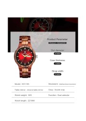 Kunhuang Men's Watch Colorful Dial Wooden Watch Week Clock Date Display Quartz Wood Wristwatch for Men Women reloj mujer