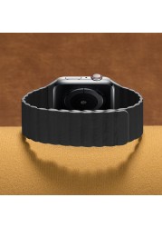 leather band for apple watch 6 se 5 4 44mm 40mm for iWatch series 3 2 38mm 42mm ring for apple watch 7 41mm 45mm magnetic strap