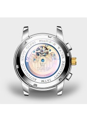 OLEVS Men's Mechanical Watch Fashion Moon Phase Watch Waterproof Luxury Brand Mens Wristwatches Automatic Multifunction