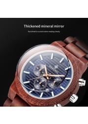 Kunhuang Luxury Elegant Men Wood Watch Military Chronograph Watches Quartz Relogio Masculino Custom Dropshipping