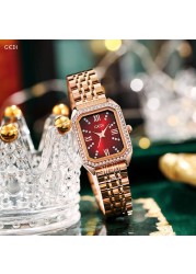 Fashion Rhinestone Watches for Women Quartz Movement Rosegold Stainless Steel Watch Holiday Lovely Gift 3ATM Waterproof Clock