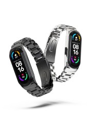 حزام ل شاومي Mi Band 6 5 NFC العالمي المعادن سوار المعصم ل Mi الفرقة 4 حزام الفولاذ المقاوم للصدأ الأساور ل Mi Band 3 Correa