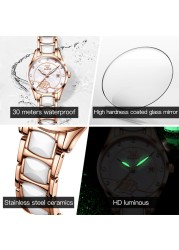 OLEVS Luxury Quartz Women's Watch Japan Movement 30M Waterproof Watch for Women Ceramic Women's Wristwatch Gift for Valentine's Day