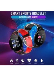 Smart Watch Blood Pressure Men Watch Round Message Reminder Fitness Tracker Smartwatch Women Bracelet for IOS Android 119 Plus