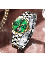 OUPINKE Luxury Watches for Women Bracelet Moon Phase Sapphire Crystal Automatic Mechanical Wristwatch Water Resistant Watch Clock