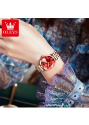 OLEVS Top Brand 2022 Women Fashion Luxury Quartz Watch Waterproof Stainless Steel Wristwatch For Women Fashion Female Gift Set